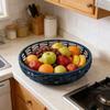 Handwoven Imitation Rattan Round Basket Fruit Vegetable Bread Storage Picnic Home Kitchen Organizer Eco-Friendly Decorative Tray