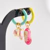 1Pair Dopamine Enamel Sweet Heart Cute Bee Flower Girl Aesthetic Aretes Funny Food Cake Gothic Star Hoop Earrings Jewelry