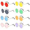 Fashion Disco Hippie Women Men Circle Glasses Round Sunglasses Metal Sunglasses Eyewear