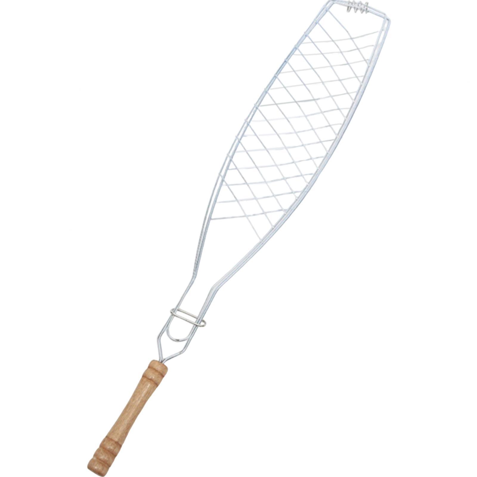 Fish Grilling Basket Fish Grilling Rack Easy to Use, Practical, BBQ Grill Basket with Wooden Handle for Vegetables