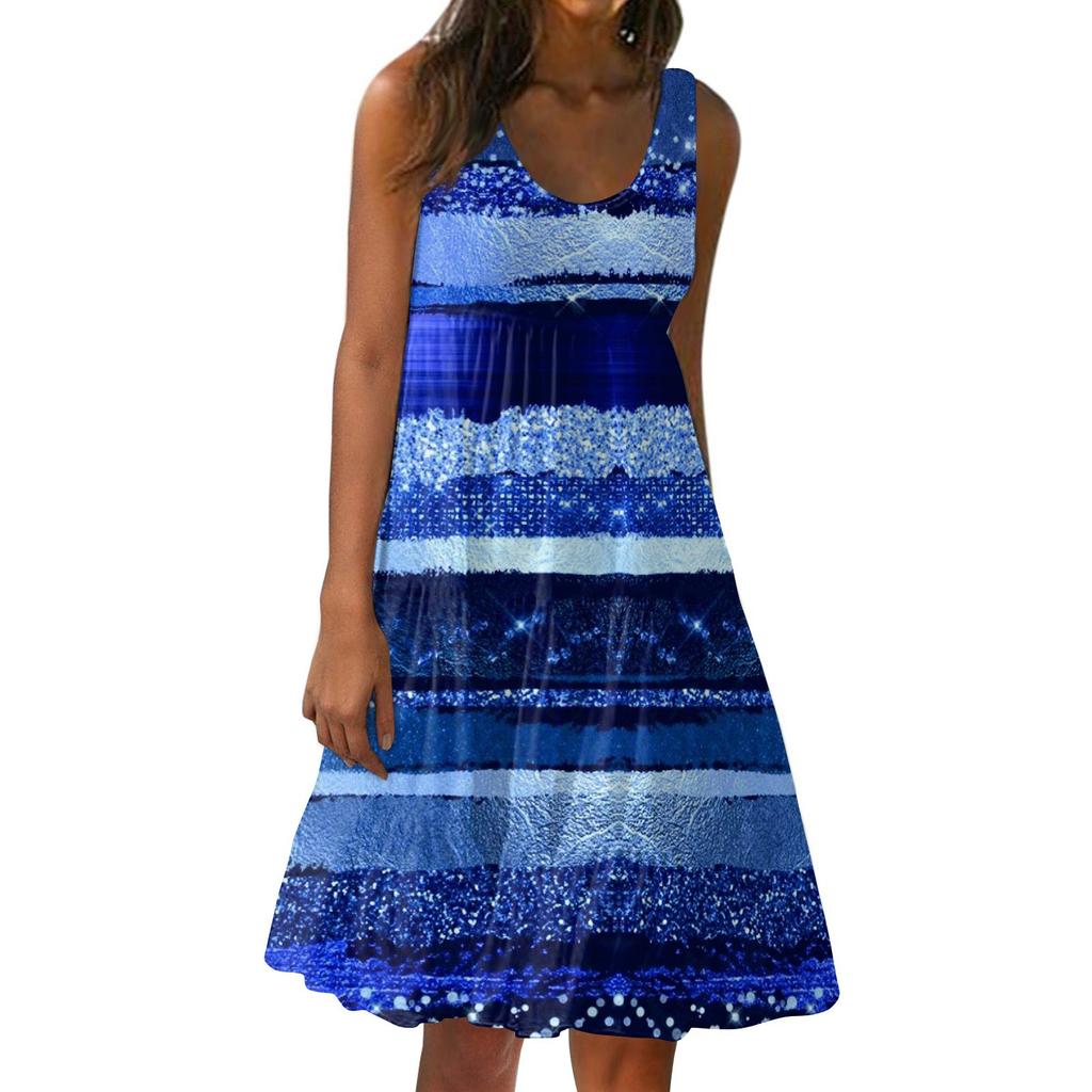 Women's Dress Cute Sleeveless Casual Print Slip Beach Skirt Sundress