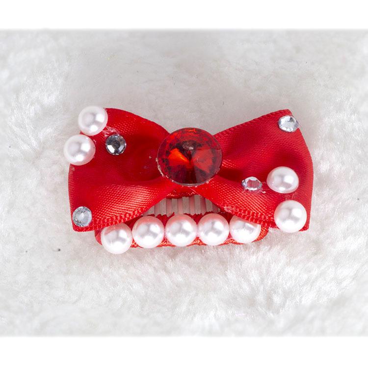 Prinzessin Haustier Hund Haarspange Schleife - Yorkshire Malteser Perle Strassstein Accessoire