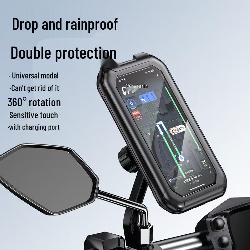 Electric Bike & Motorcycle Phone Holder - Shockproof & Waterproof for Food Delivery Navigation.