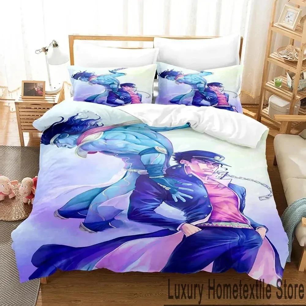 Anime JoJos Bizarre Adventure Bedding Set Duvet Cover Pillowcase King Queen Size Boys Adult Comforter