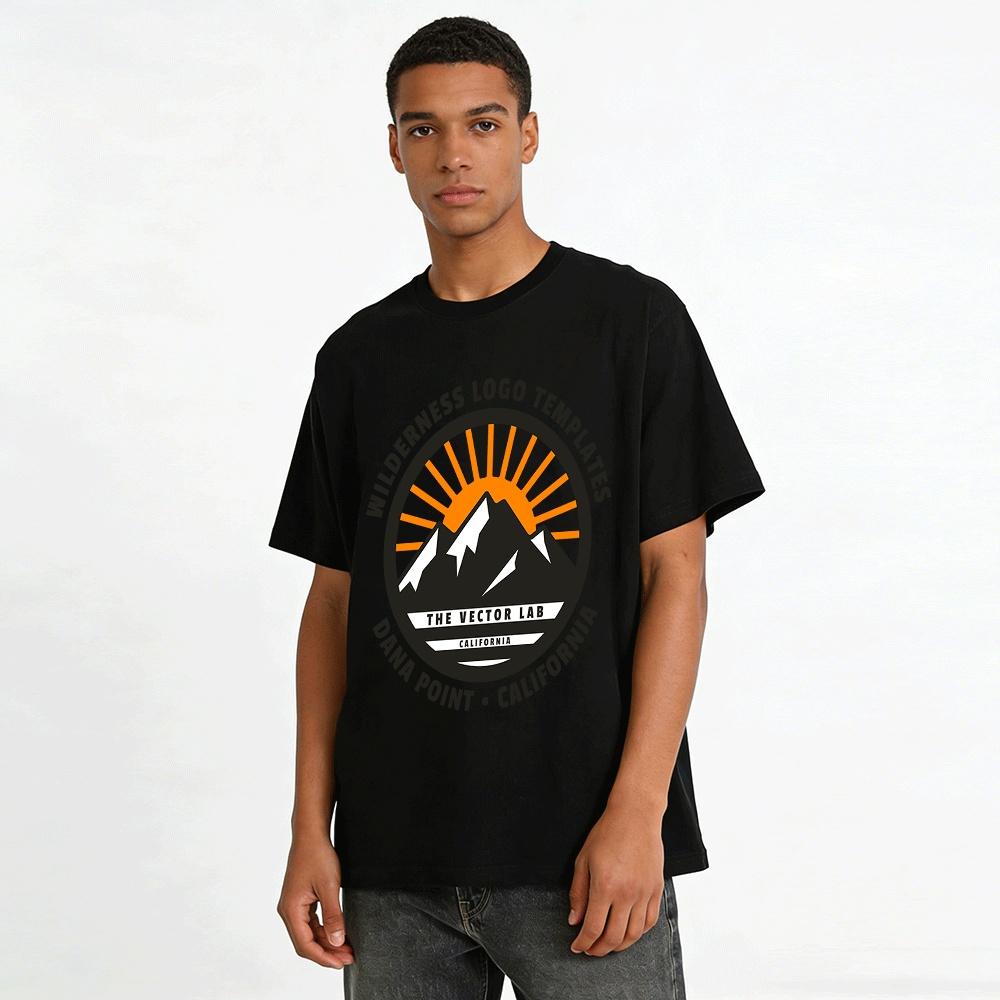 California Wilderness Mountain Print Casual Outdoor Tee Pure cotton T-shirt