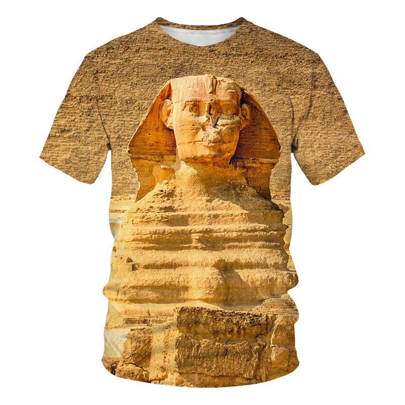Ancient Egyptian Pharaoh 3D Digital Printed Pattern T-shirt Retro Style Men's Loose T-shirt