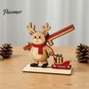Reusable Wooden Christmas Figures Tabletop Ornament, Cute Spliced Elk/Santa Claus/Snowman Desktop Handmade Style Holiday Table Ornaments Decorations