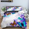 Butterfly Duvet Cover King Queen Size Animal Floral Bedding Set for Teens Adults Beautiful Flower 23pcs Polyester Quilt Cover