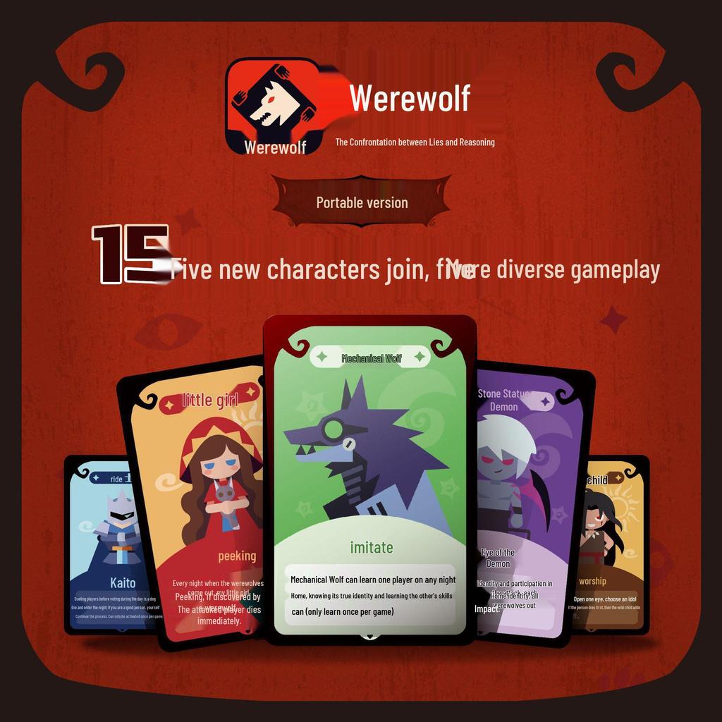 Werewolf: Portable Edition - New Characters Card Game for Casual Parties