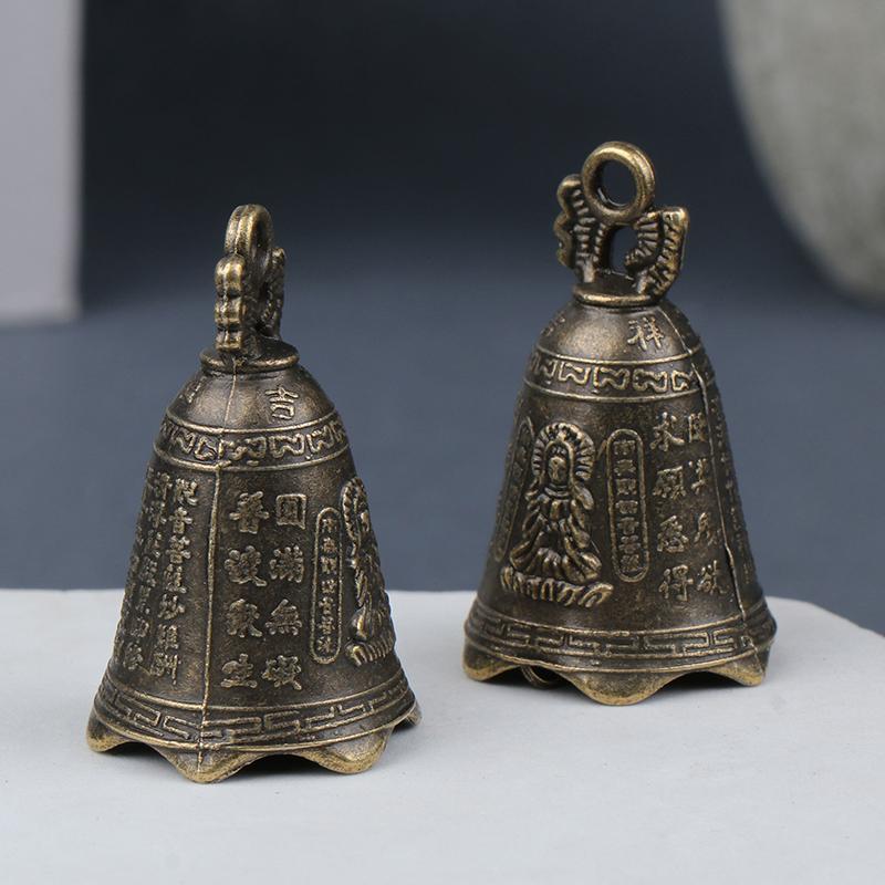 2 Stücke Retro China Mini Bronze Skulptur Beten Buddha Feng Shui Glocke Hausgarten Dekorative Windglocken Auto Anhänger Zubehör