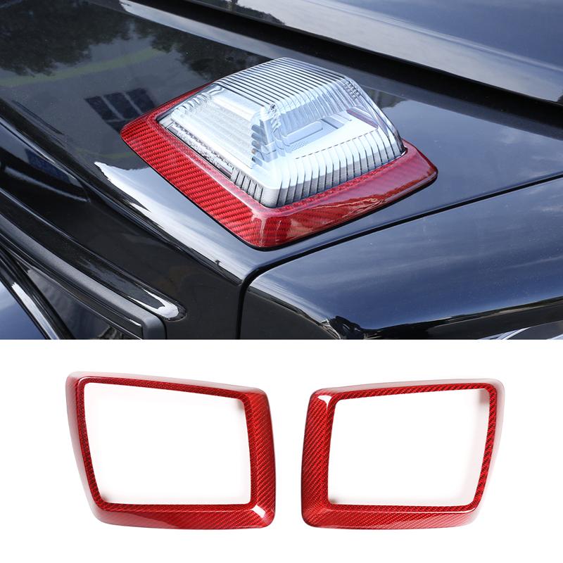2x Real Carbon Fiber Car Cover Turn Signal Decorative Frame Cover Suitable for Mercedes-Benz G-Class W463 W464 W465  + Red Carbon Fiber