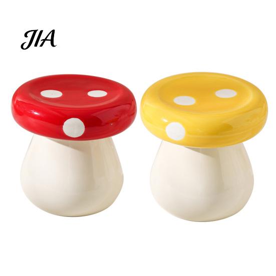 Mushroom Toothpick Box Ceramic Holder, Cotton Swabs Dental Floss Container, Shape Storage for Home and Kitchen Countertop Desktop