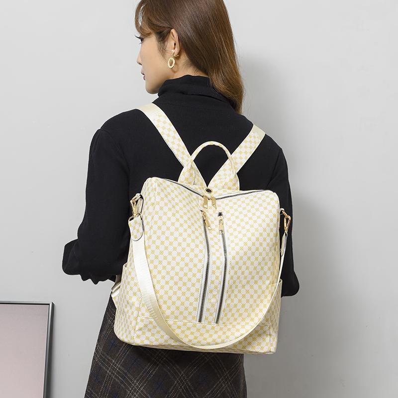 Kožený batoh Dámská cestovní taška s velkokapacitním potiskem