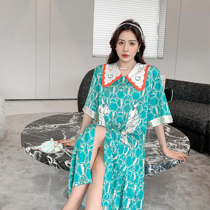 Women's Large Size Ice Silk Pajamas - Breathable, Ultra-Thin Summer Nightdress