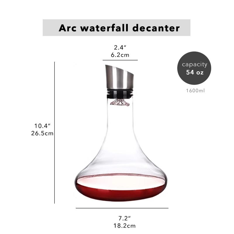 Wine Decanter, Wine Aerator with Built-in-Aerator Stainless Steel Filter, Hand Blown Lead-free Crystal Glass Wine Decanters