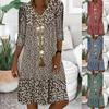 2026 Wish Summer New Printed Mid-Sleeve V-Neck Mid-Length Dress for Women