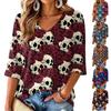 Women's V-Neck Halloween Print Lightweight Top for Spring and Summer