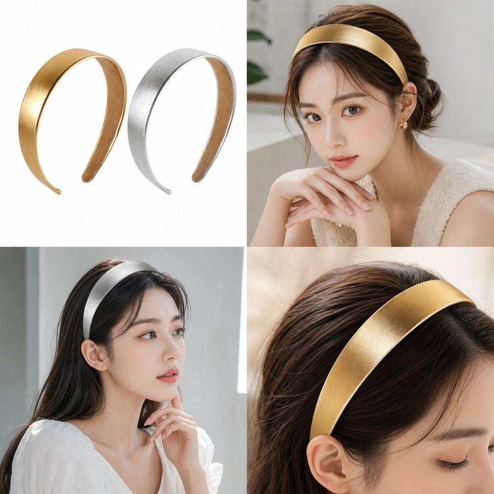 3CM Width Leather Headband Glossy Women Hair Accessory Minimalist Simple Headwear  Face Washing