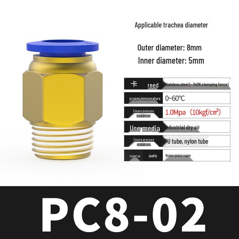 8mm Pneumatic Soft Hose Quick Connect Air Tube Fitting with 1/2" Thread and 6mm Air Nozzle