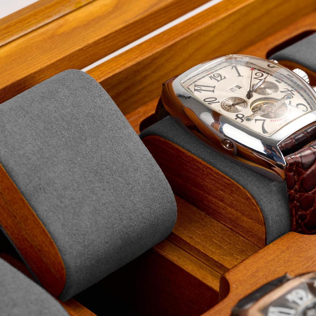 Wooden Watch Storage Holds 10 Dark Gray Watch Can Hold Magnets Box, Watches, Pillow,