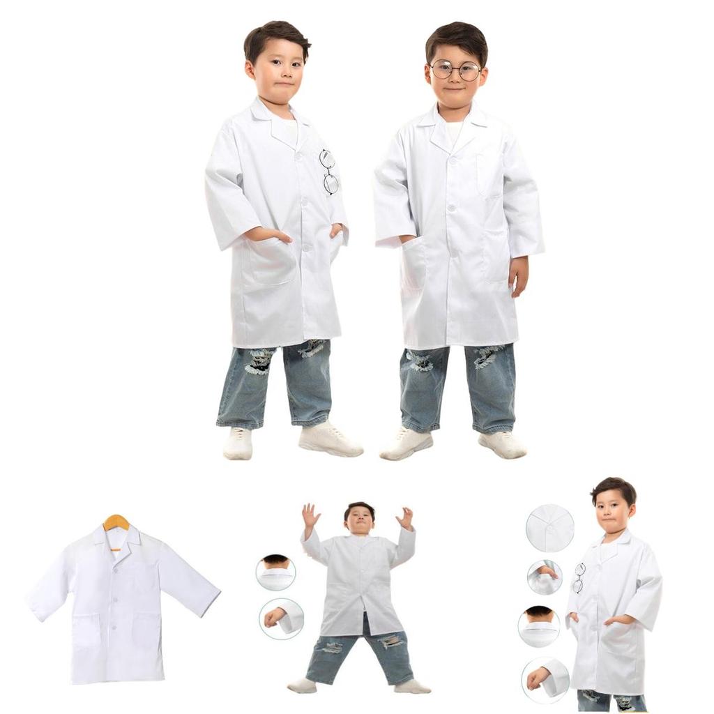 Camice da Laboratorio Bianco per Bambini Traspirante e Confortevole Perfetto per la Scuola o il Gioco