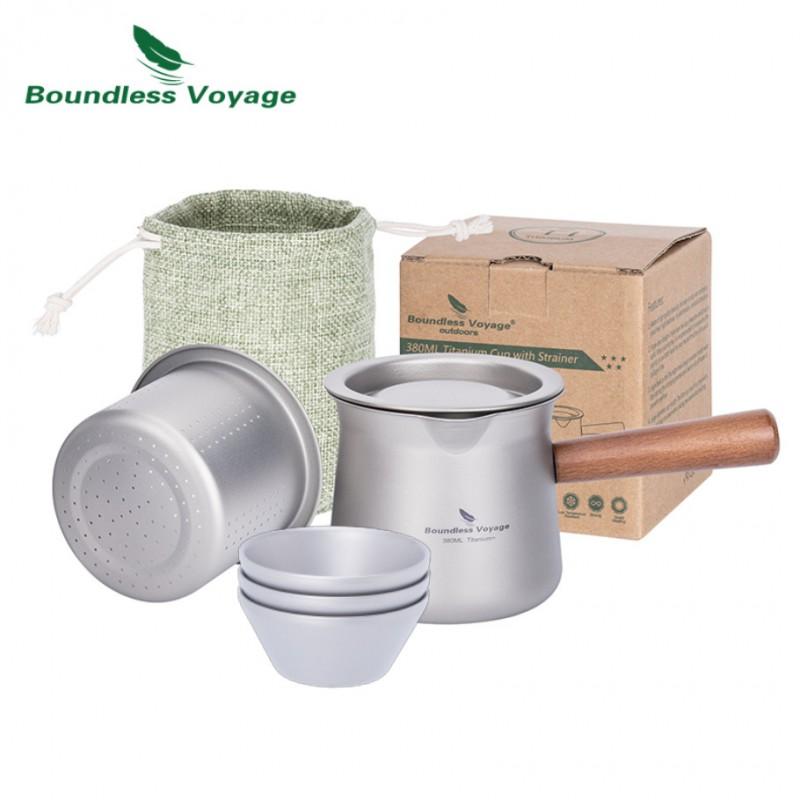 Titanium Gaiwan-Style Pouring Pitcher With Side Handle Built-in Strainer Lightweight Heat-Resistant Teapot Gongfu Tea