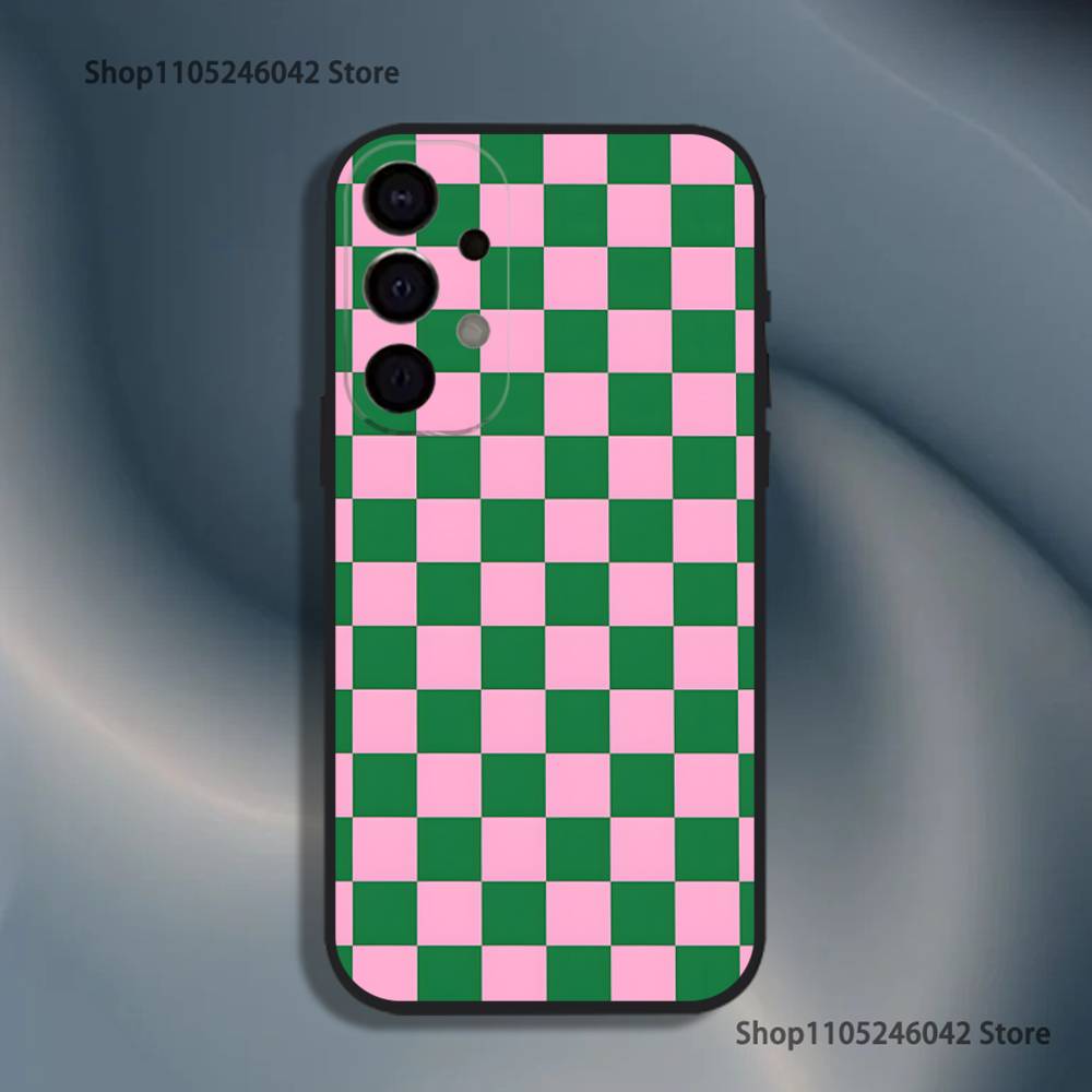 Checkered Pattern Shockproof Phone Case For Samsung S26,S25,S24,S21,S22,S23,S30,Ultra,S20,Plus,Fe,Lite,5G Black Cover