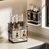 Milk White Kitchen Knife & Cutlery Draining Rack with Chopstick Holder