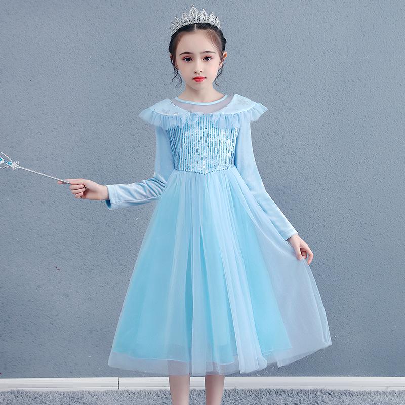 Girls' Long Sleeve Frozen Elsa Christmas Dress