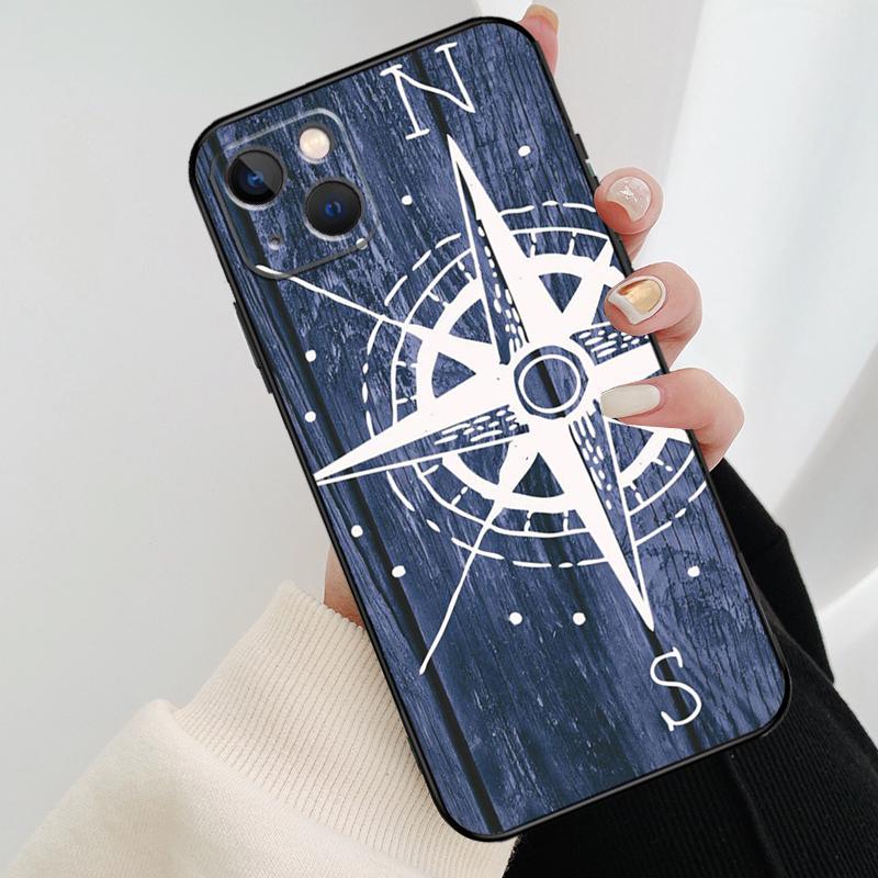 World Map Compass Nautical Phone Case For iPhone 11 12 13 14 15 16 Pro Max Mini X XR XS Max Plus Cover Funda