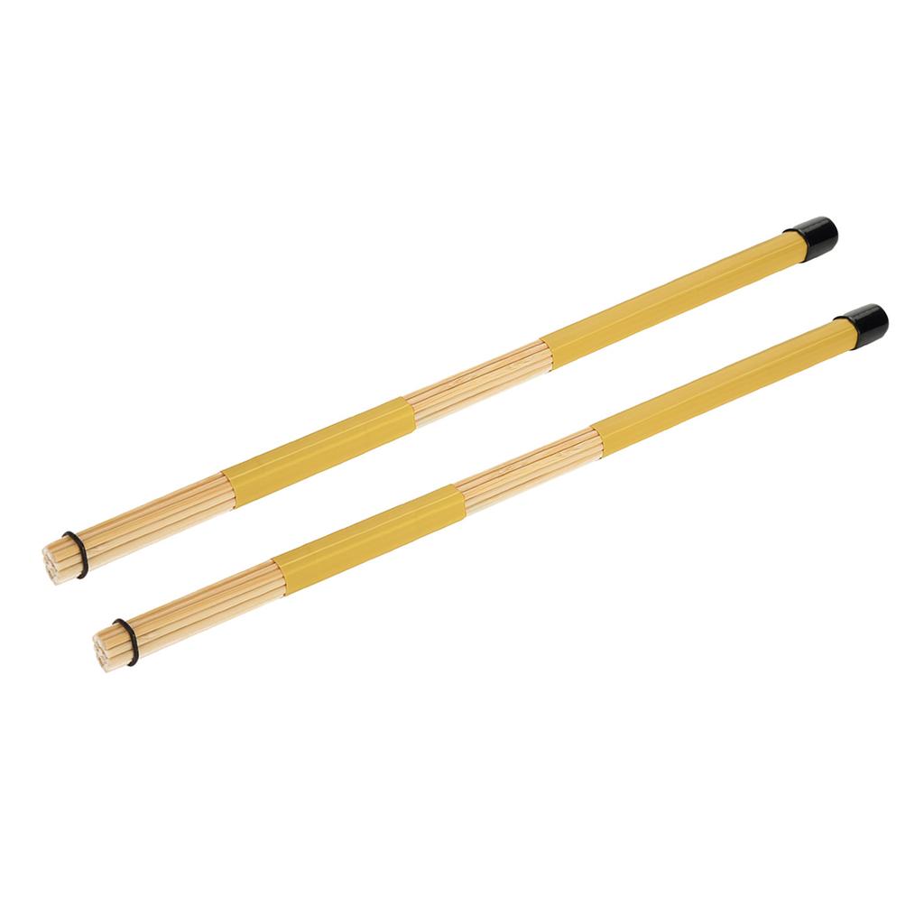 1 Pair Practical Bamboo Drum Brushes Sticks Rod Drumsticks Music Instrument Accessory (Yellow)