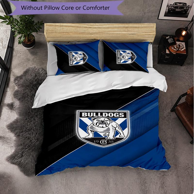Canterbury-Bankstown Bulldogs Fantasia Microfibra Set Biancheria da Letto 3 Pezzi Decorazione Copripiumino Set Per Camera da Letto Uso Domestico