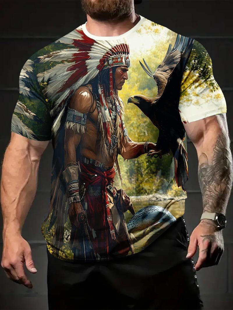 Men s Tribal Hunter & Eagle T-Shirt S