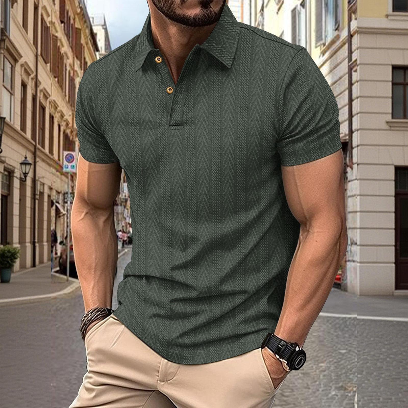 Men s Single Breasted Collar Short Sleeved Shirt Casual Sports Short Sleeved Shirt L