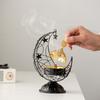 Stylish Moon Shaped Incense Holder Eid Metal Censer Iron Aromatherapy Fragrance Diffuser for Home Offices Decoration