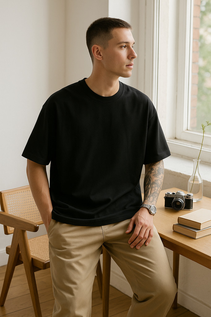 New Summer Men's T Shirt Fashion Solid T Shirt Mens Oversized Hip Hop Short Sleeve Casual Cotton Men's Streetwear Top Tees