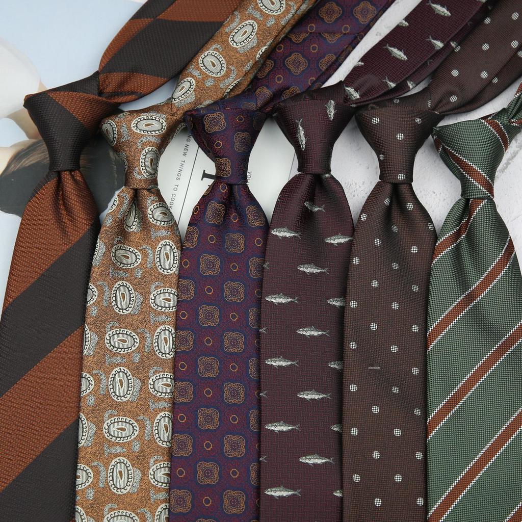 Retro Polka Dot and Stripe Men's Tie - 8cm Business Casual Korean Style Fashion Accessory