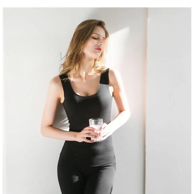 

Осенне-зимний терможилет женский бесшовный флисовый однобортный топ с подтяжками 3XL чёрный