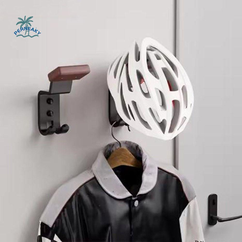 Carbon Steel Motorcycle Helmet Holder Dual Hook Space Saving Motorcycle Helmet Display Stand Wall Mounted Motorcycle Hat Stand