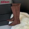 Fashion Fashion Flock Women Knee High Boots With Height Increasing Shoes Female Pointed Toe Footwear Ladies Long Boots Zippers Shoes new