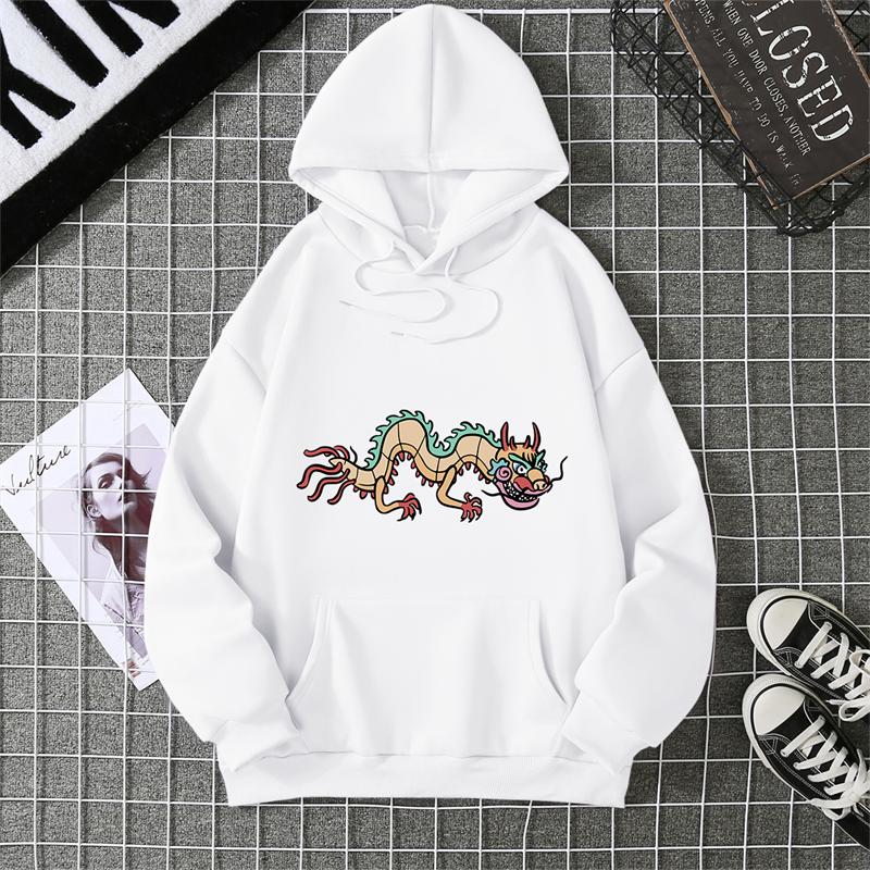 Thickened Fleece Hooded Sweatshirt Pullover Outer Wear Printed Autumn Winter Warm Sweatshirt Women's Oversize Clothes