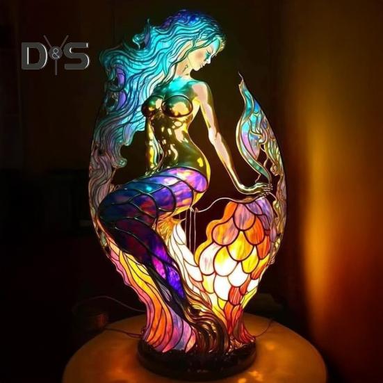 Stolní lampa s motivem zvířat z barevného skla, na baterie, vintage noční světlo se zvířaty, domácí kancelář, ložnice, dětský pokoj, noční lampa