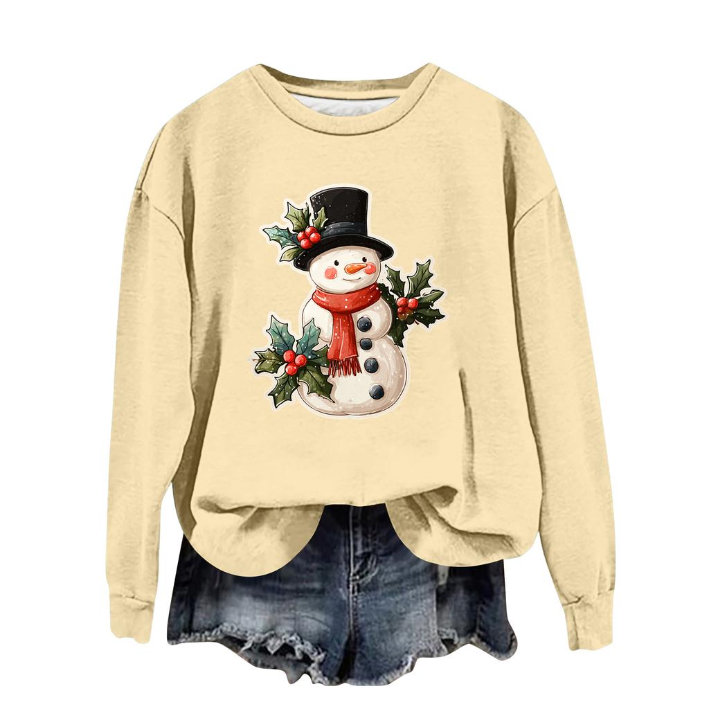 Women's Fashion Casual Long Sleeve Loose Christmas Printed Sweatshirt