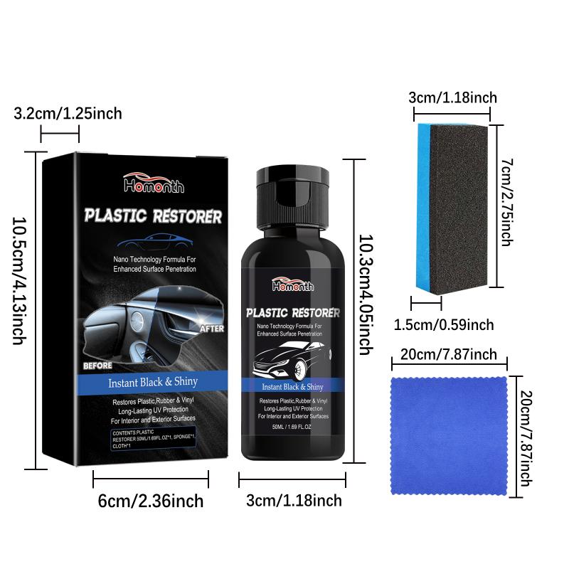 Nano Plastic Restorer Interior Car Cleaning Solution for Seats Dashboard Quick Decontamination Long Lasting Shine for Auto Care