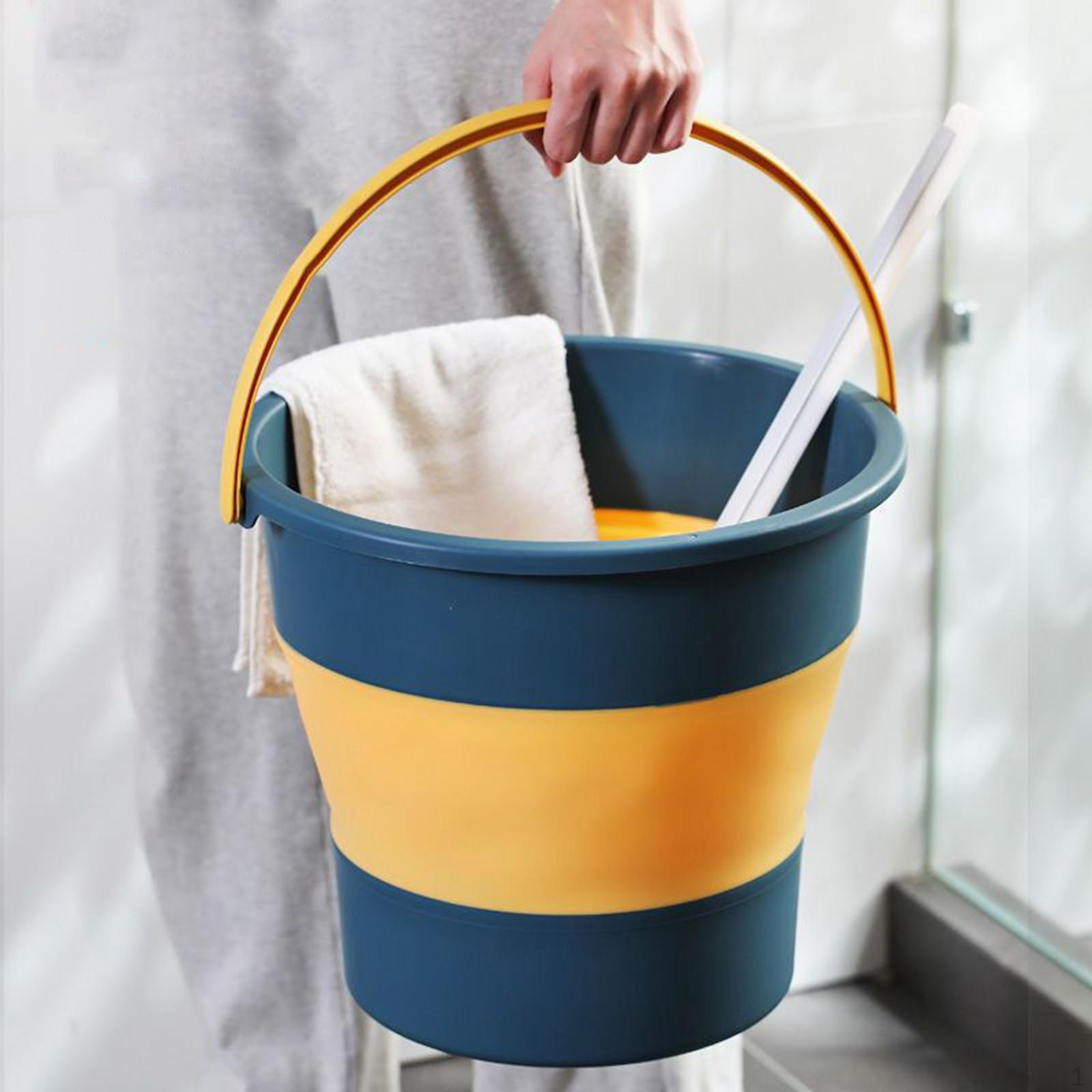 

Bucket Cleaning Round 4.9L Small with Handle Lightweight Mop Handy for Indoor Blue Yellow