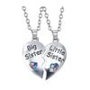 2Pcs/Set Sister Love Necklace Big Sister And Little Sister Necklaces Rainbow Heart Charm Necklace