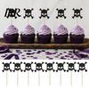 Glitter Black Cake Topper 8 Pcs Halloween Cupcake Picks, Spooky Skull Party Accessory Toppers, Gothic Birthday Decoration for Supplies