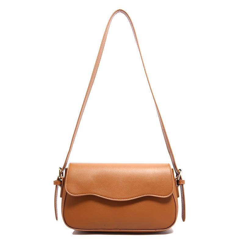 retro women's bags, new textured shoulder bags, solid color fashion shoulder bags, premium versatile underarm bags
