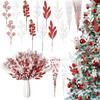 16Pcs/Set Artificial Berry Bouquet Christmas Tree Decoration Pendant for Home Room Vase Decor New Year Gift Ornaments Accessory