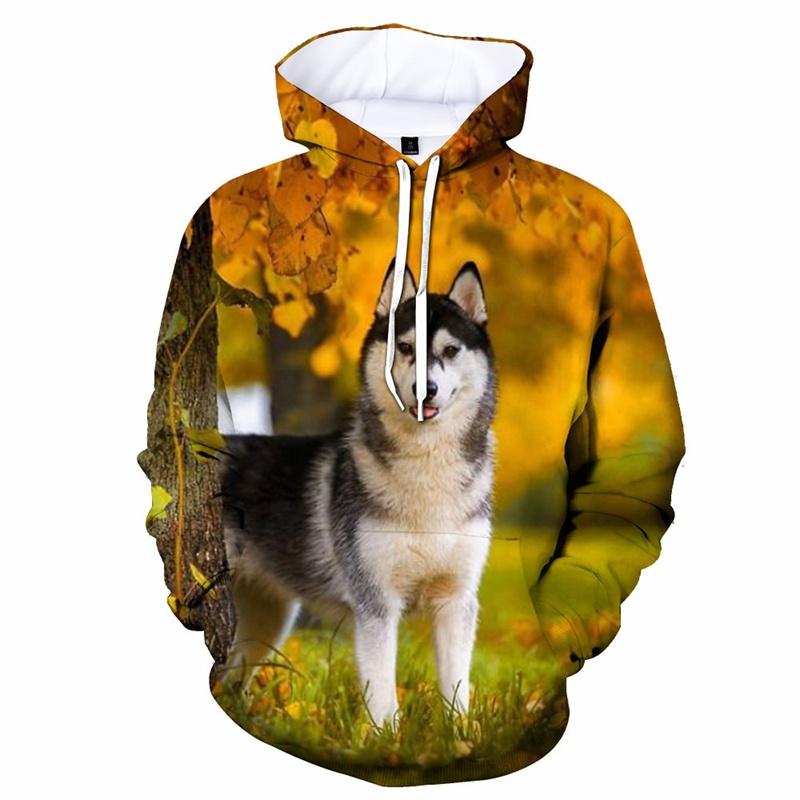 Bluza z kapturem Husky Syberyjski drukowana 3D, bluza z psem, modny męski sweter casualowy na wiosnę i jesień, kurtka streetwearowa